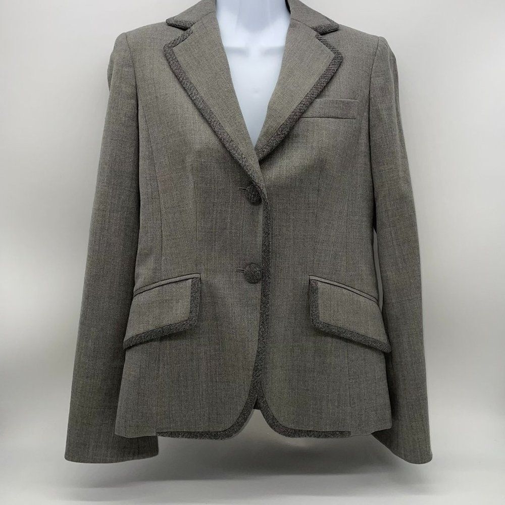 Charles Nolan Woman's New York Gray Wool/Lycra Blend Blazer-Size 4